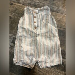 Carter's Striped Sleeveless Romper - Blue and Tan 12 months summer outfit